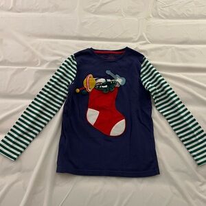 VGUC Mini Boden Boys Appliqué Stocking Pocket Shirt Size 8-9